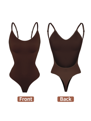 Moteriški apatiniai-Formuojantys drabužiai-Bodysuit Shapewear Deep V-Neck Body Shaper Backless