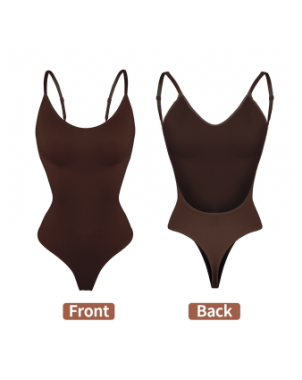 Moteriški apatiniai-Formuojantys drabužiai-Bodysuit Shapewear Deep V-Neck Body Shaper Backless