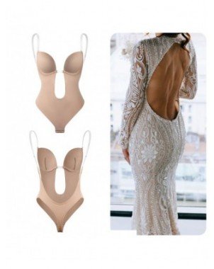 Moteriški apatiniai-Formuojantys drabužiai-Bodysuit Shapewear Deep V-Neck Body Shaper Backless