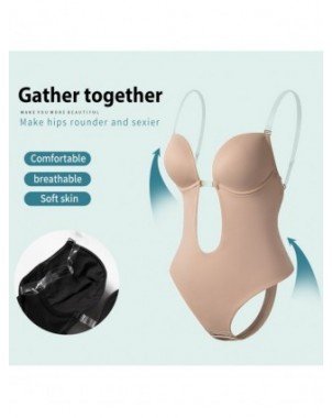 Moteriški apatiniai-Formuojantys drabužiai-Bodysuit Shapewear Deep V-Neck Body Shaper Backless