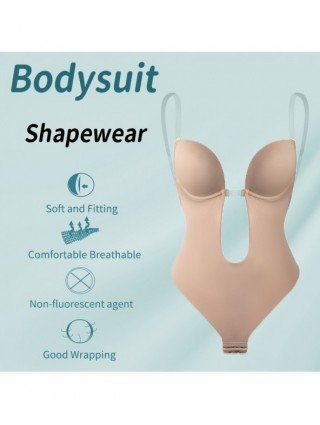 Moteriški apatiniai-Formuojantys drabužiai-Bodysuit Shapewear Deep V-Neck Body Shaper Backless