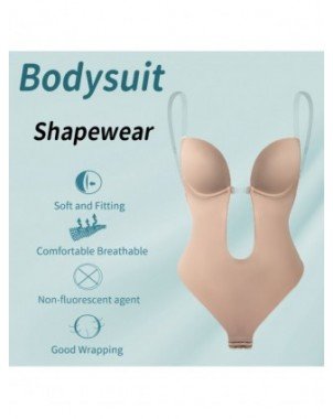 Moteriški apatiniai-Formuojantys drabužiai-Bodysuit Shapewear Deep V-Neck Body Shaper Backless