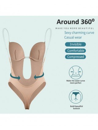 Moteriški apatiniai-Formuojantys drabužiai-Bodysuit Shapewear Deep V-Neck Body Shaper Backless