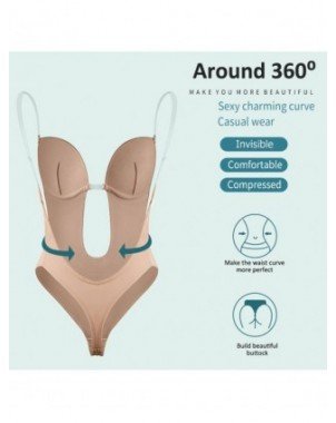 Moteriški apatiniai-Formuojantys drabužiai-Bodysuit Shapewear Deep V-Neck Body Shaper Backless