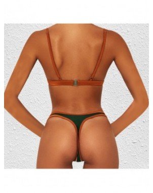 Swimwear-Cover-Ups-Retro Bikini Patchwork Swimsuit Thong