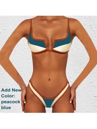 Swimwear-Cover-Ups-Retro Bikini Patchwork Swimsuit Thong