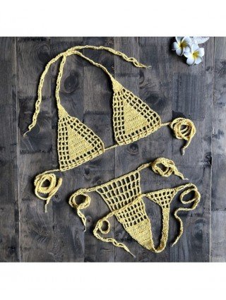 Swimwear-Bikini Sets-Handmade Crochet Micro Bikini G Thong
