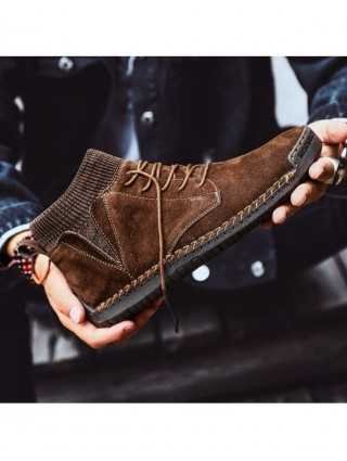 Brand Men's Snow Boots Winter Plush Warm Men Motorcycle Boots