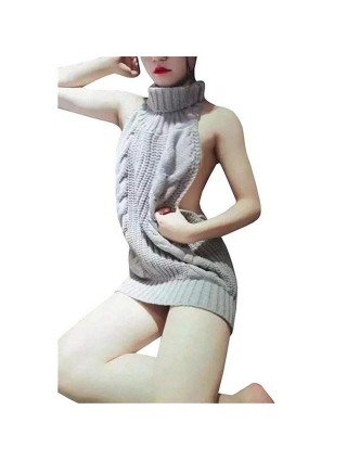 Moterų mada-Atviri drabužėliai-Seksualus moterų megztinis be rankovių golfas megztinis