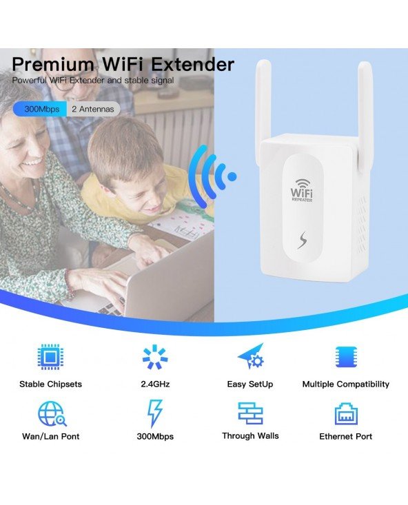 Kompiuterių tinklai-Belaidžiai maršrutizatoriai-300Mbps WiFi kartotuvas Extender Amplifier WiFi Kompiuterių tinklai-Belaidžiai maršrutizatoriai-300Mbps WiFi kartotuvas Extender Amplifier WiFi