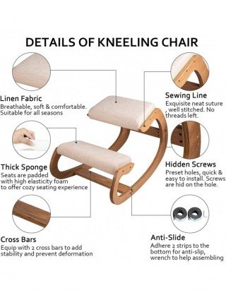 Baldai-Biuro baldai-Ergonomiška supama medinė atsiklaupianti kėdė taburetė Taisyklinga