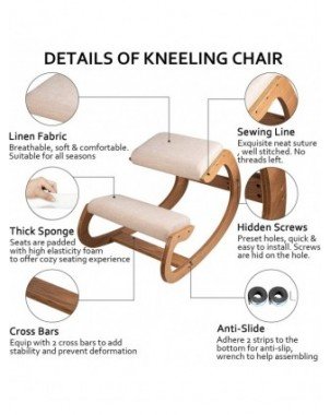 Baldai-Biuro baldai-Ergonomiška supama medinė atsiklaupianti kėdė taburetė Taisyklinga