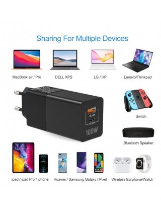 Priedai ir dalys-Įkrovikliai-100W USB C greitas įkroviklis PD100W 3.0 C tipo greitas maitinimo