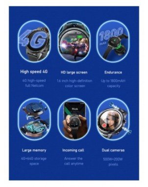 Išmanioji elektronika-Išmanieji laikrodžiai-NAUJAS 4G NET apvalus didelio ekrano išmanusis