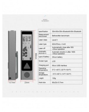 Įrankiai-Matavimo ir analizės įrankiai-„MiNi Bluetooth“ lazerinis atstumo matuoklis Trena