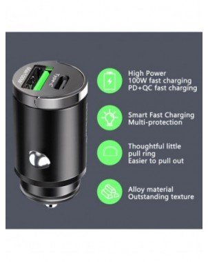 Priedai ir dalys-Įkrovikliai-100 W mini automobilinis įkroviklis Greitas įkrovimas iPhone QC3.0