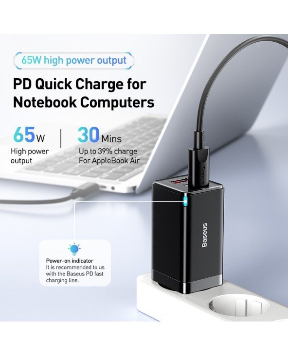 Baseus 65W GaN 5 Pro Ultra-Slim USB C Charger Quick Charge QC 4.0 PD 3.0  Fast Charging Portable USB Type C