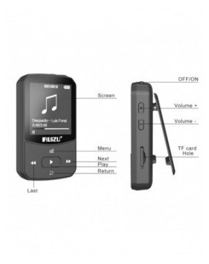 Nešiojami garso ir vaizdo įrašai-MP3 grotuvai-„X52 Clip“ MP3 grotuvas su „Bluetooth Lossless