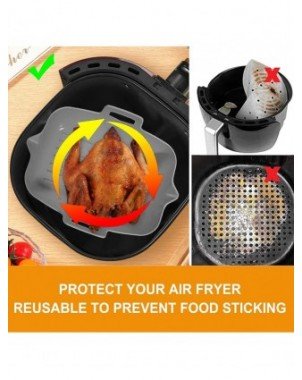 2PC Silicone Mold For Air Fryer Tray Pizza Fried Chicken Non-stick