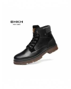 BHKH 2021 Winter Men Boots Zip Lace-up Ankle Boots Comfy Snow