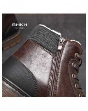 BHKH 2021 Winter Men Boots Zip Lace-up Ankle Boots Comfy Snow