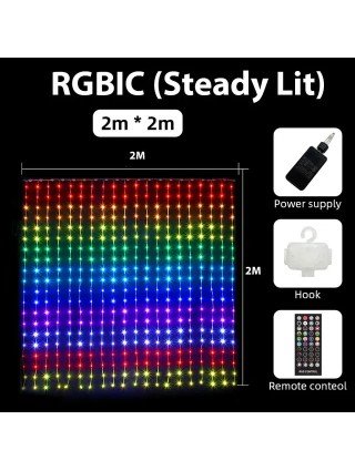 Elenut RGBIC Smart Curtain Lights Led Christmas Fairy Light DIY