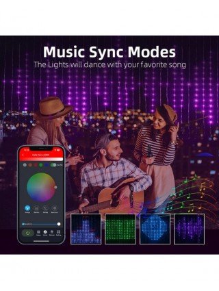 Elenut RGBIC Smart Curtain Lights Led Christmas Fairy Light DIY