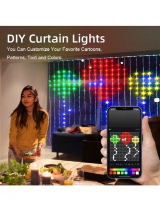 Elenut RGBIC Smart Curtain Lights Led Christmas Fairy Light DIY