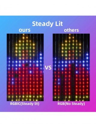 Elenut RGBIC Smart Curtain Lights Led Christmas Fairy Light DIY