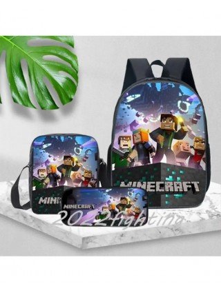 MINECRAFT Backpack 3pcs Toddler Primary Bookbag Girls Boys