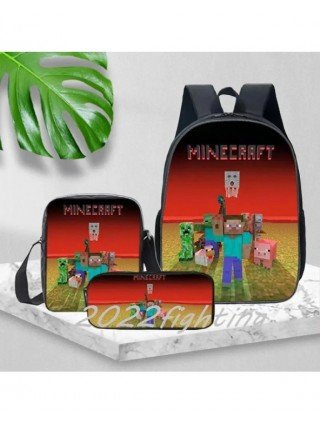 MINECRAFT Backpack 3pcs Toddler Primary Bookbag Girls Boys