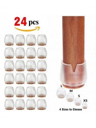 24pcs Silicone Chair Leg Protectors with Felt Furniture Feet