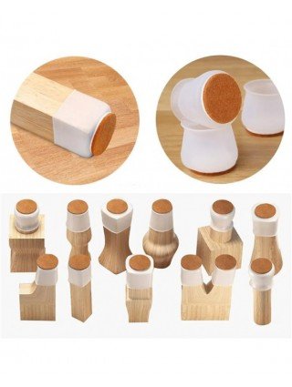 24PCS Silicone Chair Leg Protectors with Felt for Hardwood