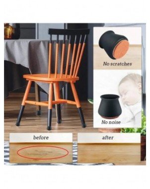 24PCS Silicone Chair Leg Protectors with Felt for Hardwood