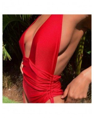 High Waist Swimwear Women One Piece Swimsuit Sexy V-Neck Push