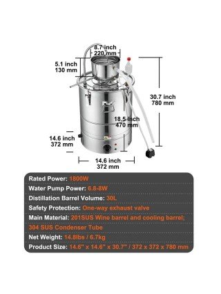 30/50L Stainless Steel Alcohol Distiller Alcohol Still