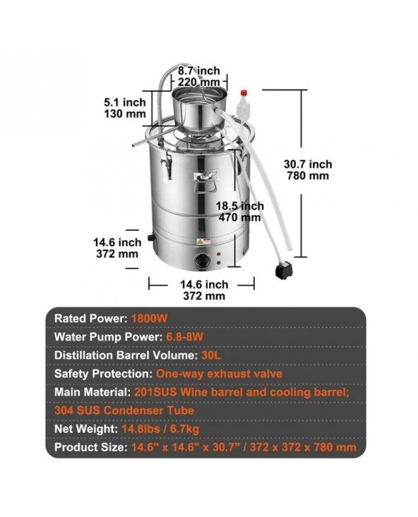 30/50L Stainless Steel Alcohol Distiller Alcohol Still