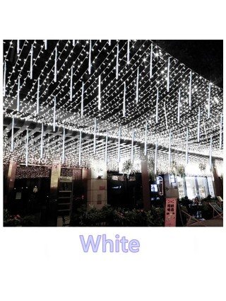 Solar Meteor Shower Garland Holiday Lights Outdoor Fairy String