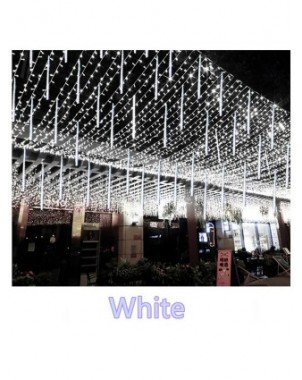 Solar Meteor Shower Garland Holiday Lights Outdoor Fairy String