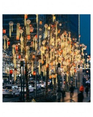 Solar Meteor Shower Garland Holiday Lights Outdoor Fairy String