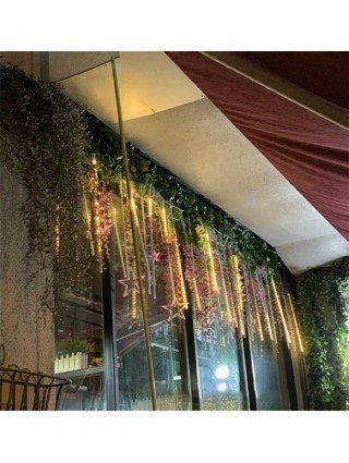 Solar Meteor Shower Garland Holiday Lights Outdoor Fairy String