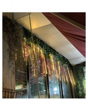 Solar Meteor Shower Garland Holiday Lights Outdoor Fairy String