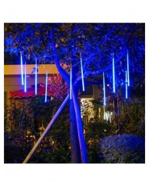 Solar Meteor Shower Garland Holiday Lights Outdoor Fairy String