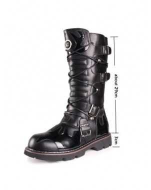 High Quality Genuine Leather Men high Boots Black Military