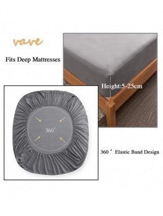 100 Cotton Fitted Bed Sheet with Elastic Band Solid Color