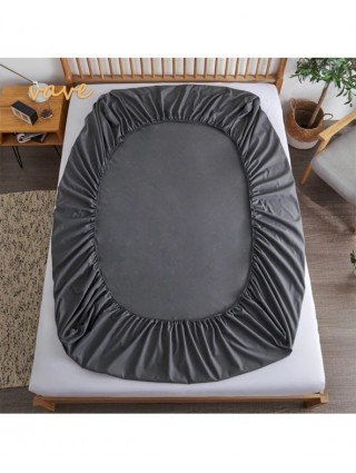 100 Cotton Fitted Bed Sheet with Elastic Band Solid Color