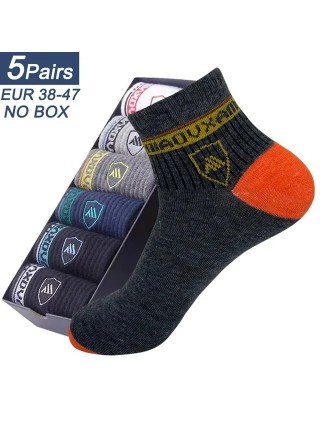5 Pairs Apring And Fall Mens Sports Socks Summer Leisure Sweat