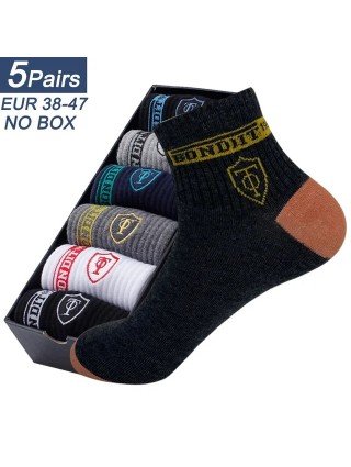 5 Pairs Apring And Fall Mens Sports Socks Summer Leisure Sweat