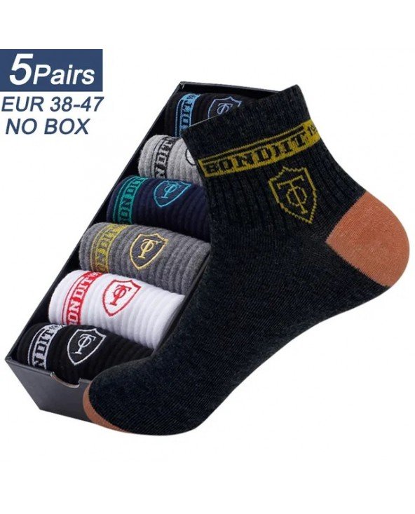 5 Pairs Apring And Fall Mens Sports Socks Summer Leisure Sweat