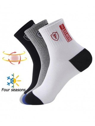 5 Pairs Apring And Fall Mens Sports Socks Summer Leisure Sweat